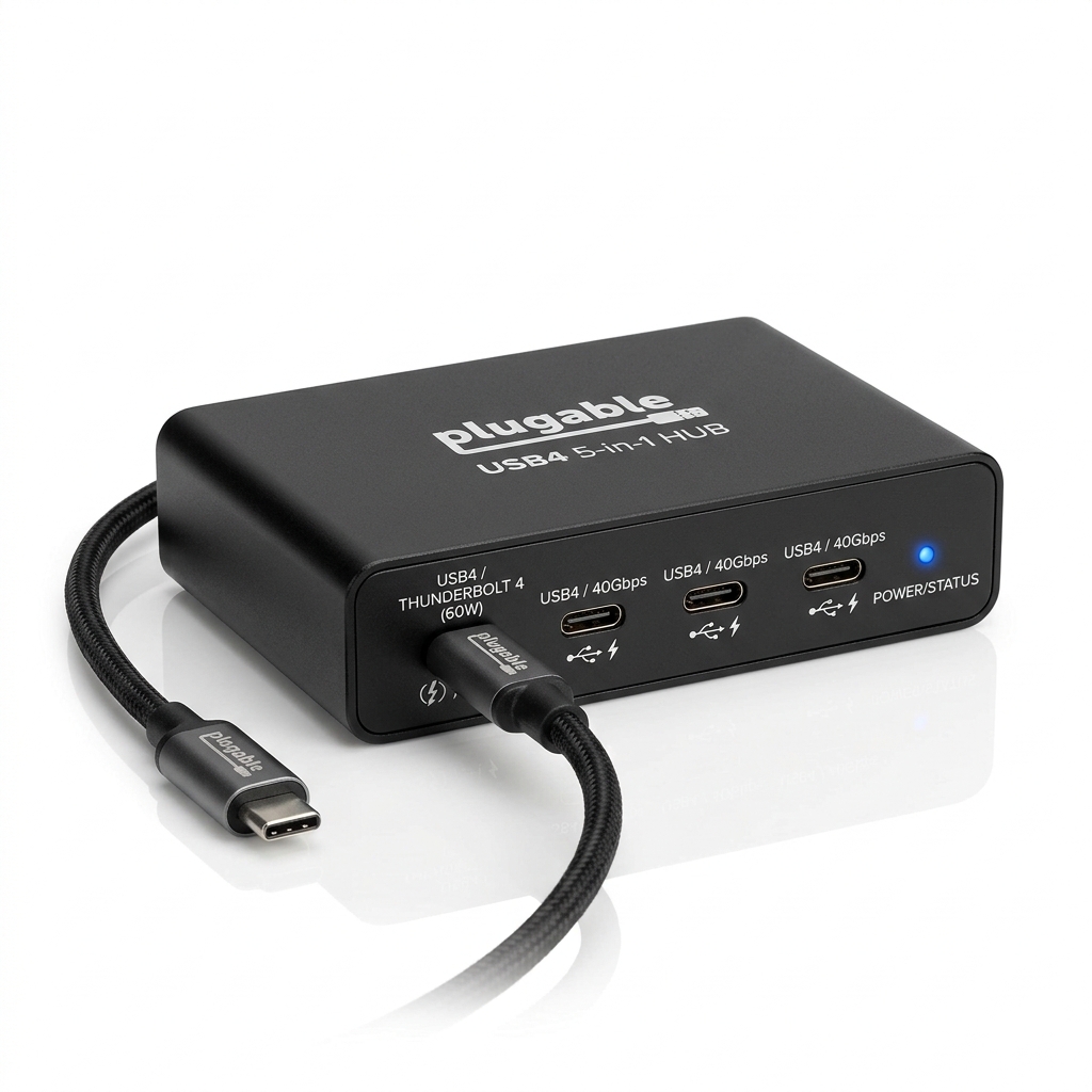 Plugable Hub USB4 5 en 1 (40 Gbps & 60W)