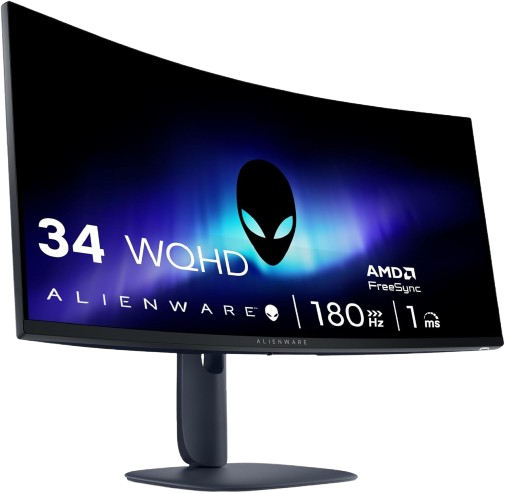 Monitor gaming curvo ultrawide 21:9 de 34 pulgadas Alienware AW3425DWM WQHD 3440x1440 a 180 Hz con panel Fast VA 1500R, contraste 3000:1 y HDMI 2.1