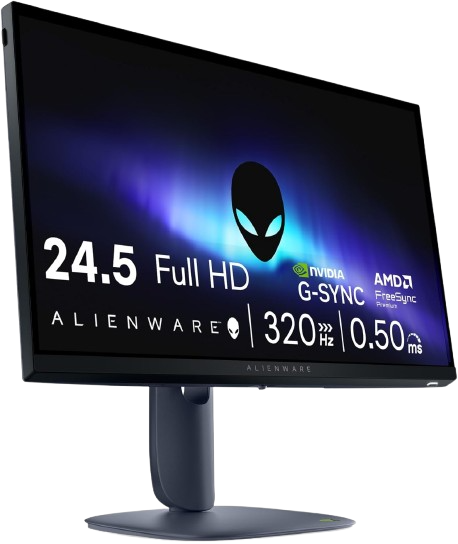 Monitor gaming competitivo de 24,5 pulgadas Alienware AW2525HM Full HD a 320 Hz por DisplayPort con panel Fast IPS de 400 nits, 0,5 ms GtG y peana multieje