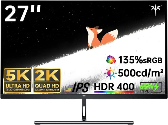 Monitor 5K de 27 pulgadas KTC H27P3 con 5120x2880 píxeles, 99% Adobe RGB, 500 nits y USB-C