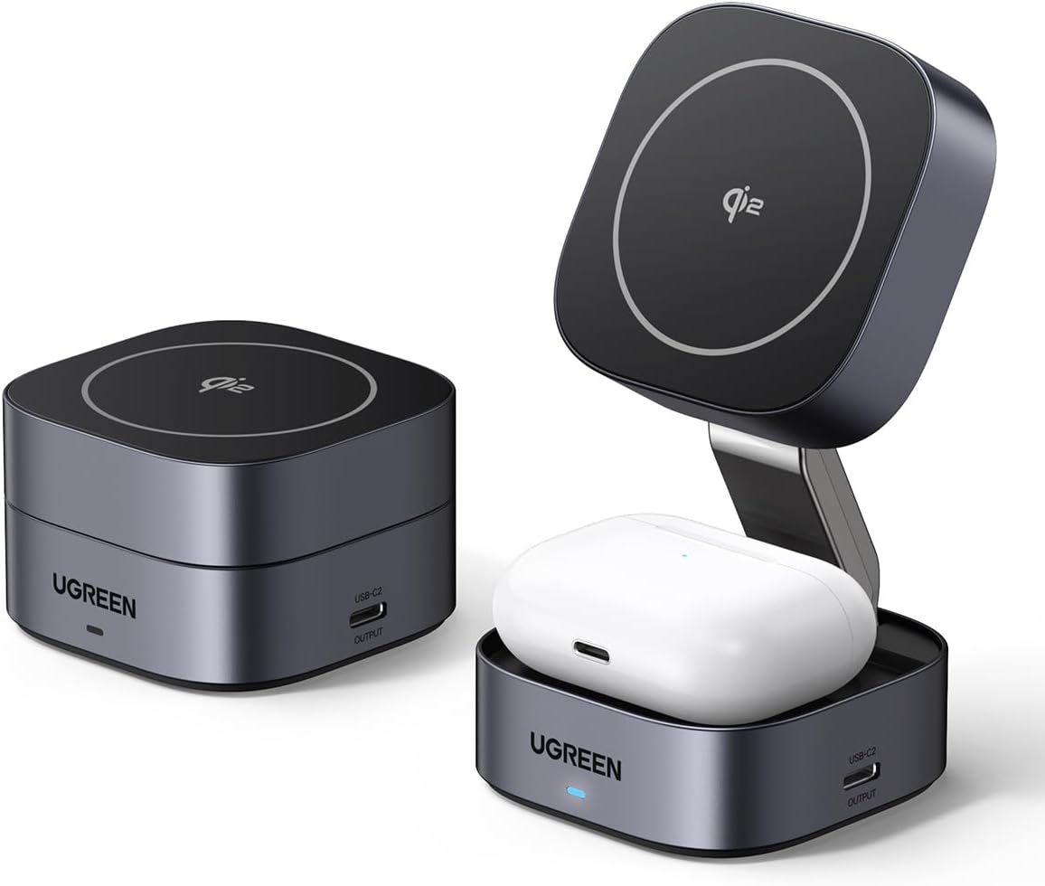 UGREEN MagFlow Qi2 15W 2 en 1 Plegable