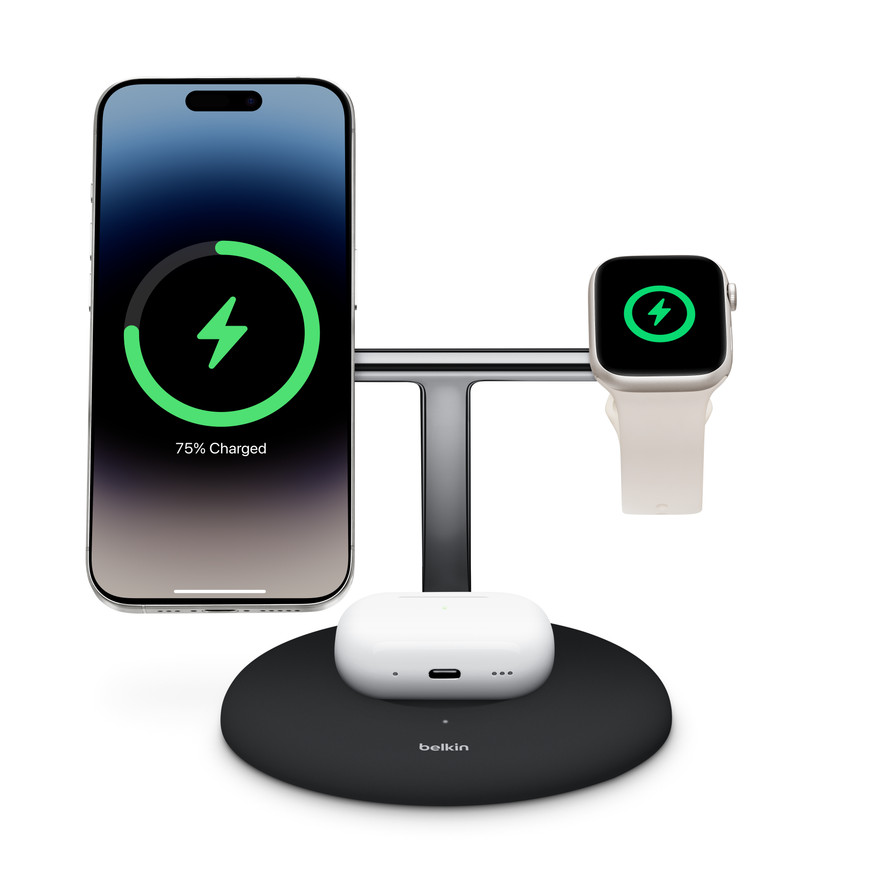 Base de carga 3 en 1 Belkin con MagSafe