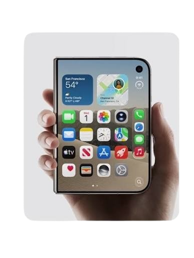 iPhone Duo cerrado y plegado con pantalla exterior de 5,4 pulgadas