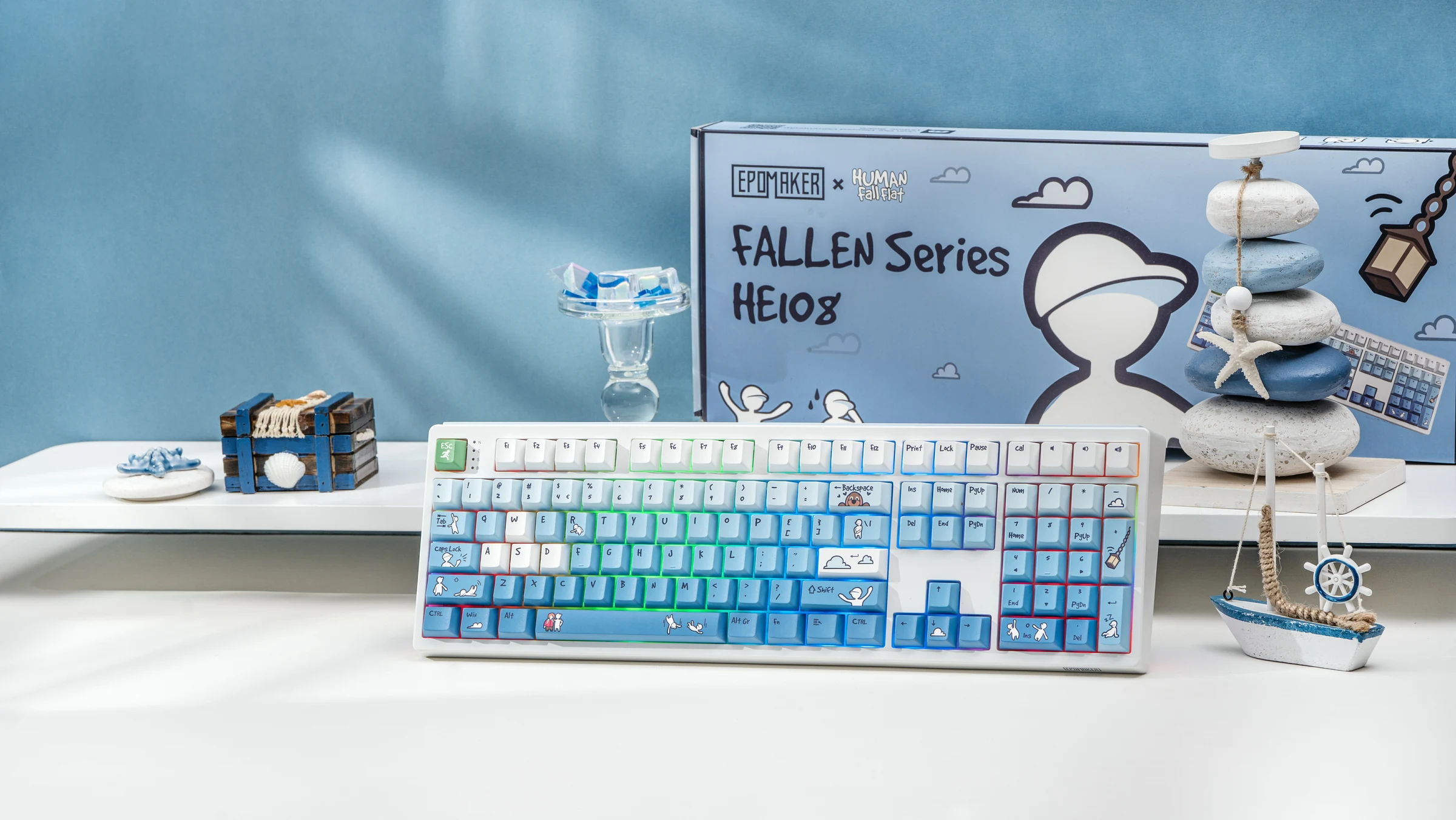 Teclado mecánico magnético EPOMAKER x Human Fall Flat HE108 edición 10 aniversario