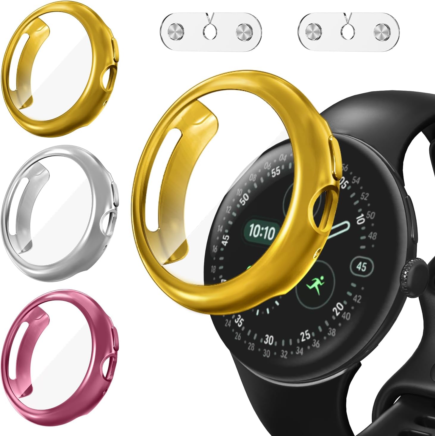 Funda ivoler 3 piezas con protector pantalla para Google Pixel Watch 4